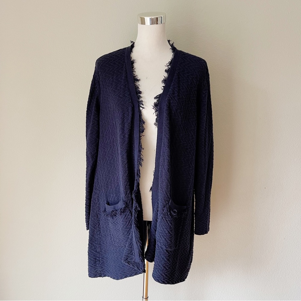 ARIAT Blue Fringe Textured Open Front Cardigan Size L